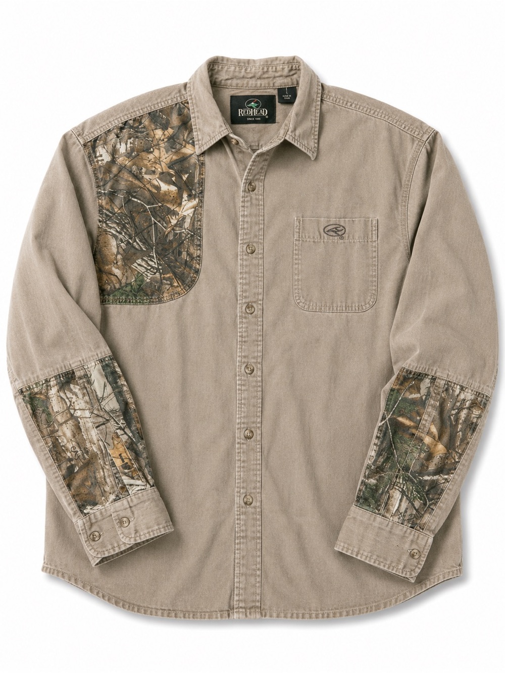 RedHead Tan Work Shirt with Realtree Camo Accents